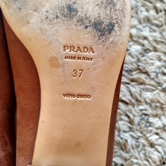 PRADA brown Leather Cactus Ballet heart applique Shoe sz 37/6,5 - Picture 8 of 8